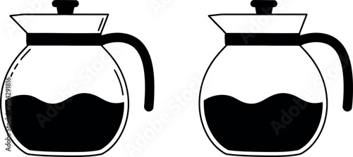 Coffee pot icons morning brew cafe service