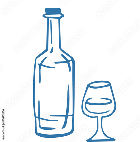 Collection of hand-drawn line sketches with different types of mocktails