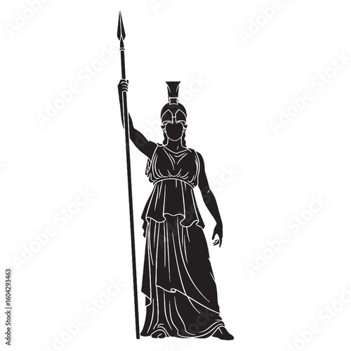 Intelligent Athena digital black image, an elegant graphic for your creative projects – Athena silhouette – Athena Vector – Silhouette of Athena – Greek goddess silhouette

