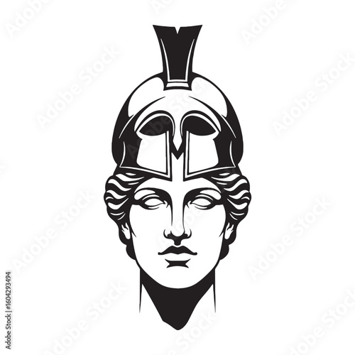 Vigilant Athena digital black form, making a strong visual impact in any design – Athena silhouette – Athena Vector – Silhouette of Athena – Greek goddess silhouette

