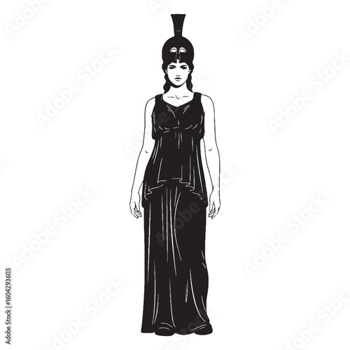 Crafty Athena black vector asset, a truly modern digital image for diverse uses – Athena silhouette – Athena Vector – Silhouette of Athena – Greek goddess silhouette

