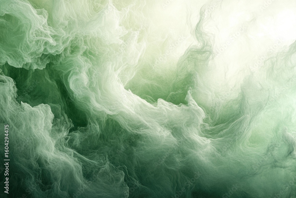 Obraz premium Abstract green smoke swirls creating a ethereal, dreamy, and calming atmosphere.