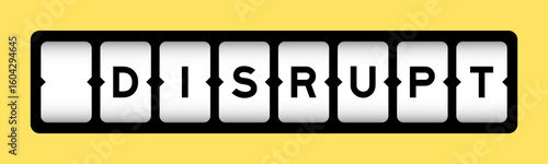 Black color in word disurpt on slot banner with yellow color background