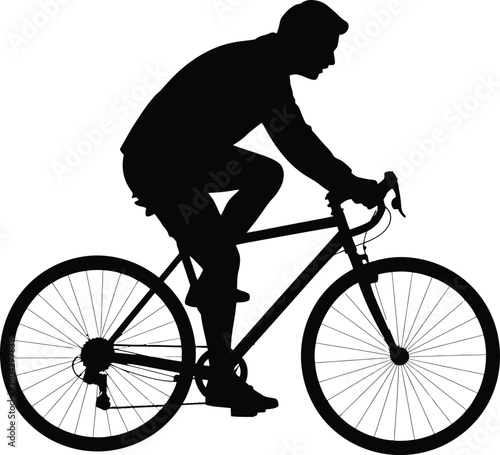 Cyclist riding a bicycle black silhouette on a black background silhouette