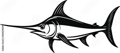 Marlin or Swordfish Silhouette - Majestic Ocean Predator Vector Illustration