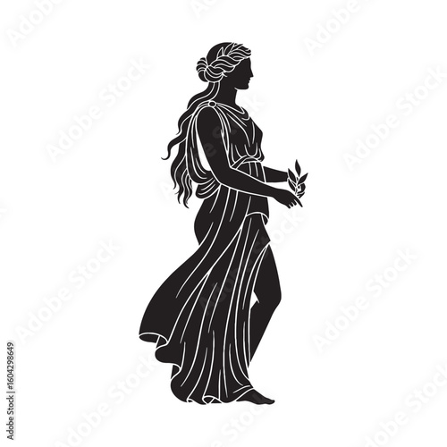 Maternal Demeter digital black vector, a classic and easily adaptable option – Demeter silhouette – Demeter Vector – Silhouette of Demeter – Greek goddess vector


