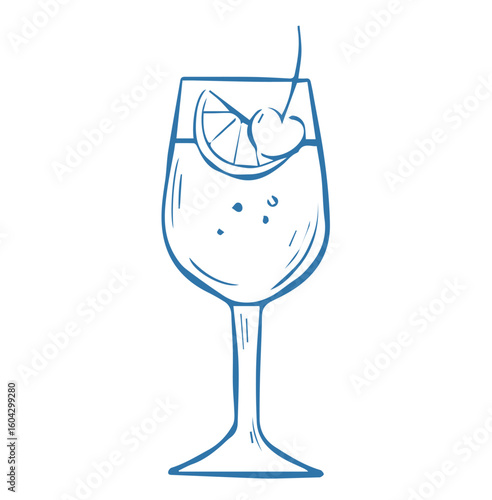 Collection of hand-drawn line sketches with different types of mocktails