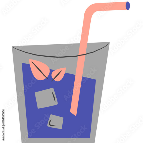 Refreshing Iced Drink with Mint Summer Beverage Illustration