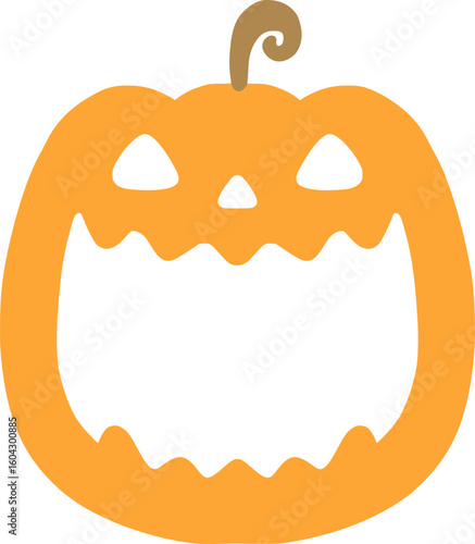 カボチャの顔フレーム　淡いオレンジのハロウィーンイラスト