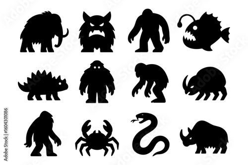 Silhouette collection of fantasy creatures and mythical beasts