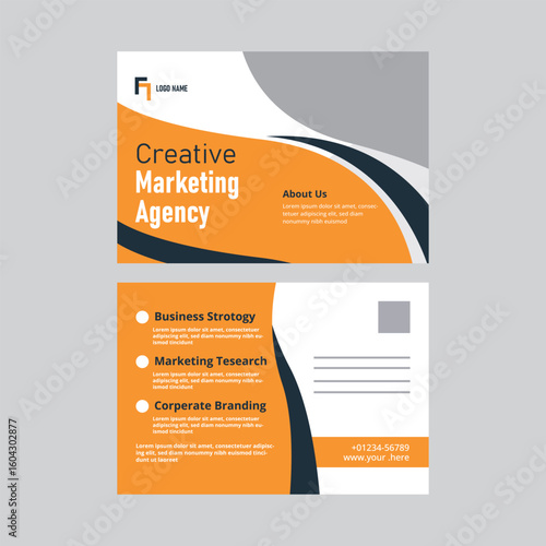 CREATIVE MARKATING AGENCY POSTCARD DESIGN TEMPLATE