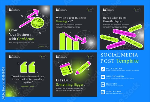 Social media carousel post template. Business Instagram and facebook square post template. Instagram tips post collection tutorial, tip, trick, quick tips, layout template design, modern, gradient