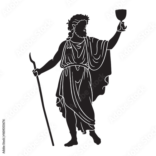 Fertility Dionysus digital black visual, accurately portraying this revered deity – Dionysus silhouette – Dionysus Vector – Silhouette of Dionysus – Greek god vector

