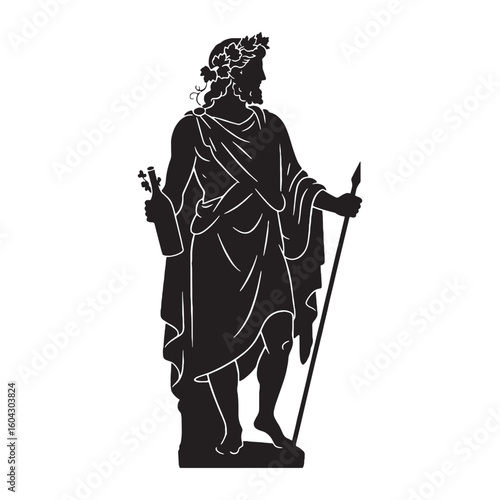 Transformative Dionysus digital black form, making a strong visual impact in any design – Dionysus silhouette – Dionysus Vector – Silhouette of Dionysus – Greek god silhouette

