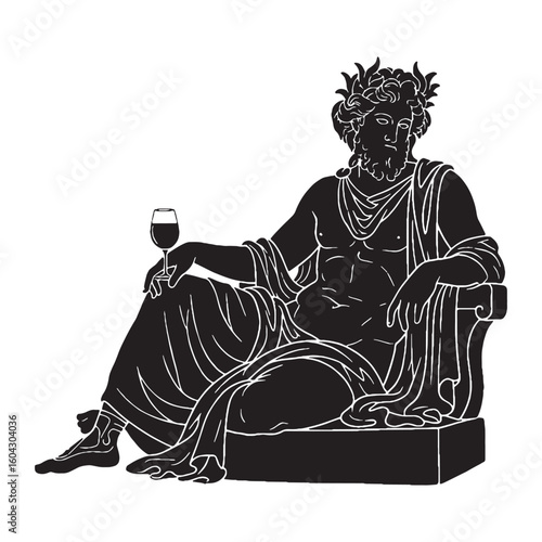 Mystical Dionysus digital black silhouette, embodying his unique and spiritual features – Dionysus silhouette – Dionysus Vector – Silhouette of Dionysus – Greek god silhouette

