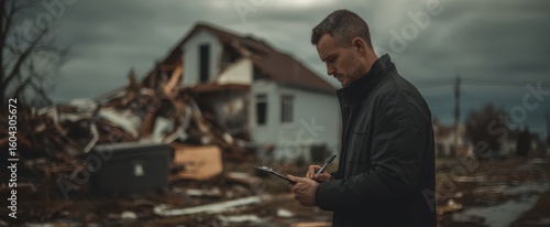Wallpaper Mural The man conducting a disaster assessment in a storm-damaged neighborhood. Torontodigital.ca