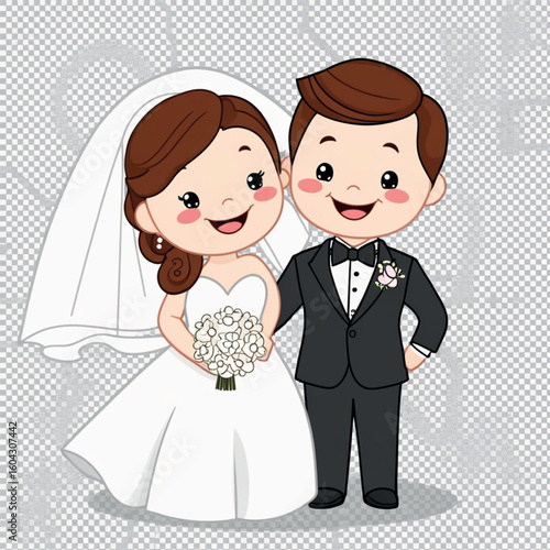bride and groom with wedding wear