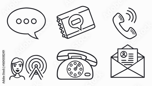 Communication and Messaging Icon Set – Deep Purple Vector Icons for Chat, Email, and Social Interaction
