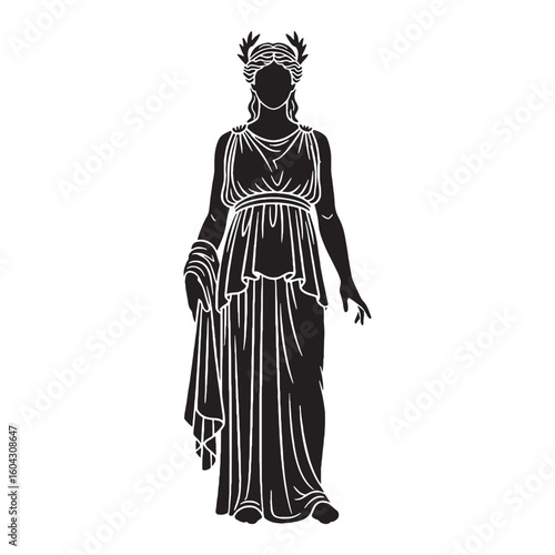 Imperial Hera digital black vector, a classic and easily adaptable option – Hera silhouette – Hera Vector – Silhouette of Hera – Greek goddess vector

