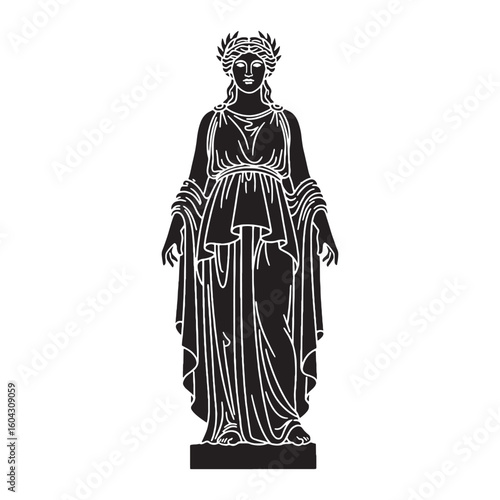Powerful Hera digital black image, an elegant graphic for your creative projects – Hera silhouette – Hera Vector – Silhouette of Hera – Greek goddess silhouette

