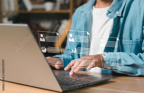 Fototapeta Naklejka Na Ścianę i Meble -  HR Human Resources seeking job candidates required from Presentation of applicant documents Excellent recruitment for the organization