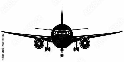 Commercial Airplane Front View Silhouette