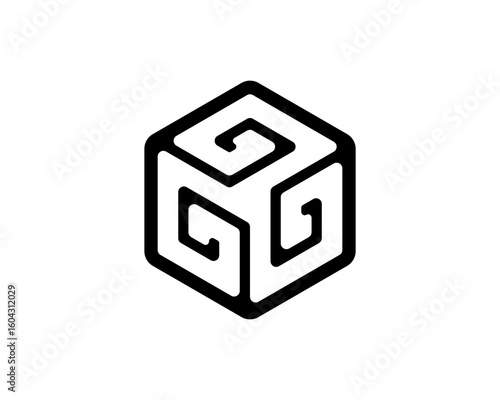 Initial Letter Z G Q C 2 Hexagon Logo or 3 spiral octupus tentacle forming a 3d cube.