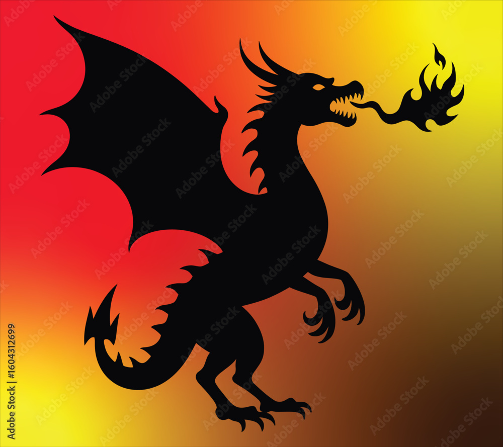 Fototapeta premium Powerful Dragon Silhouette for Emblems