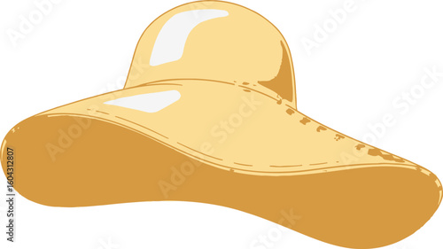 Straw Hat with Ribbon for Sun Protection Isolated