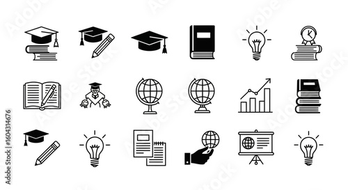  Education Icon Set - Learning & Growth Vector Image
