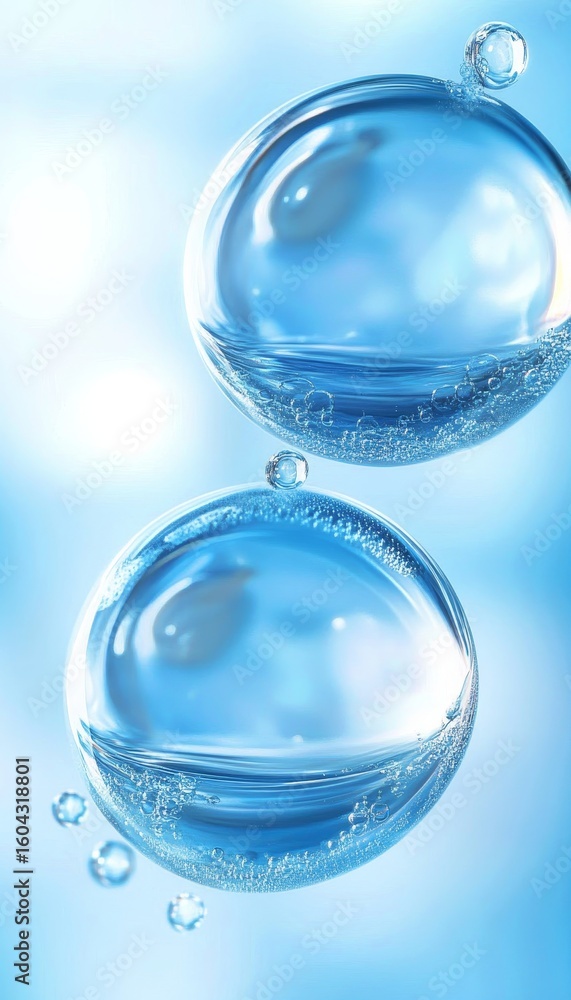 Clear Serum with Hyaluronic Acid Bubbles in an Abstract Beauty Concept for Effective Skin Hydration Clear Serum with Hyaluronic Acid Bubbles in an Abstract Beauty Concept for Effective Skin Hydration