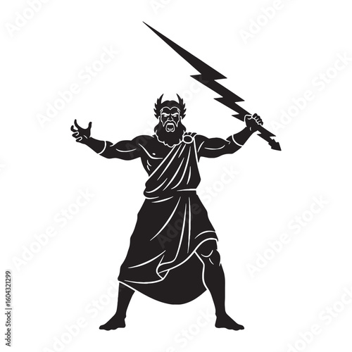 Potent Zeus digital black design, a fantastic choice for a distinctive Greek silhouette – Zeus silhouette – Zeus Vector – Silhouette of Zeus – Greek god silhouette

