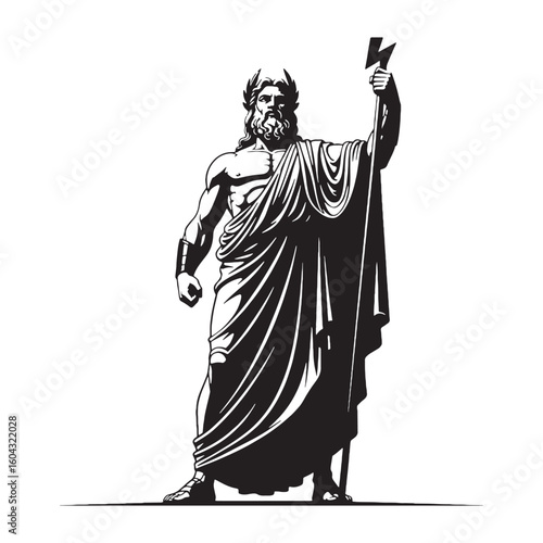 Commanding Zeus digital black form, making a strong visual impact in any design – Zeus silhouette – Zeus Vector – Silhouette of Zeus – Greek god silhouette

