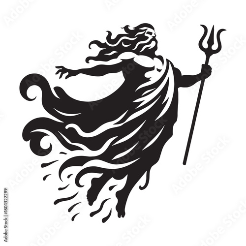 Majestic Zeus black vector asset, a truly modern digital image for diverse uses – Zeus silhouette – Zeus Vector – Silhouette of Zeus – Greek god silhouette

