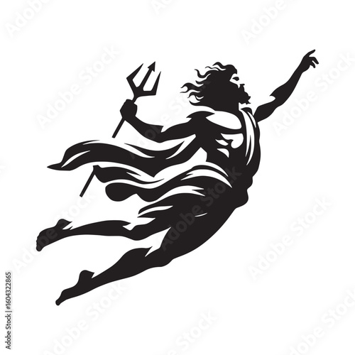Sovereign Zeus black vector graphic, reflecting his supreme and undeniable authority – Zeus silhouette – Zeus Vector – Silhouette of Zeus – Greek god silhouette

