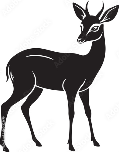 Tiny dik dik antelope standing on rocks with warm sunlight isolated on transparent background