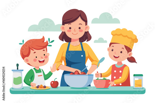 Ideal for educational content, parenting blogs, recipe books, and family-themed advertisements.
