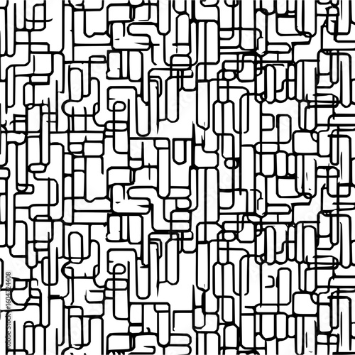 An intricate maze of black lines forming an abstract pattern on a white background design vector