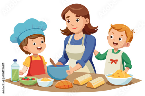 Ideal for educational content, parenting blogs, recipe books, and family-themed advertisements.