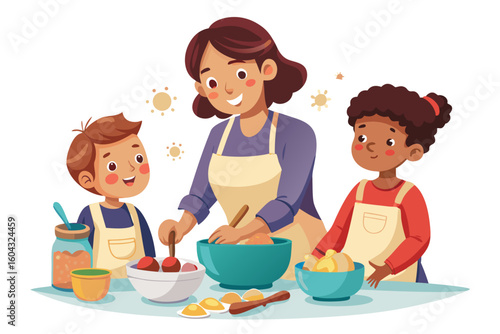 Ideal for educational content, parenting blogs, recipe books, and family-themed advertisements.
