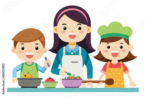 Ideal for educational content, parenting blogs, recipe books, and family-themed advertisements.