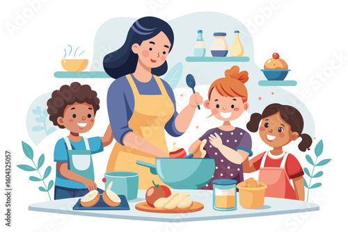 Ideal for educational content, parenting blogs, recipe books, and family-themed advertisements.