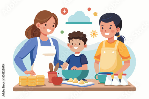 Ideal for educational content, parenting blogs, recipe books, and family-themed advertisements.