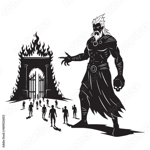 Silent Hades digital black representation, clearly identifying this cherished god – Hades silhouette – Hades Vector – Silhouette of Hades – Greek god vector

