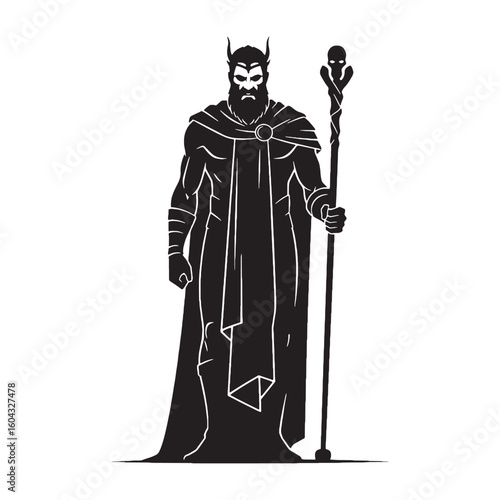 Austerely Hades digital black visual, accurately portraying this revered deity – Hades silhouette – Hades Vector – Silhouette of Hades – Greek god vector

