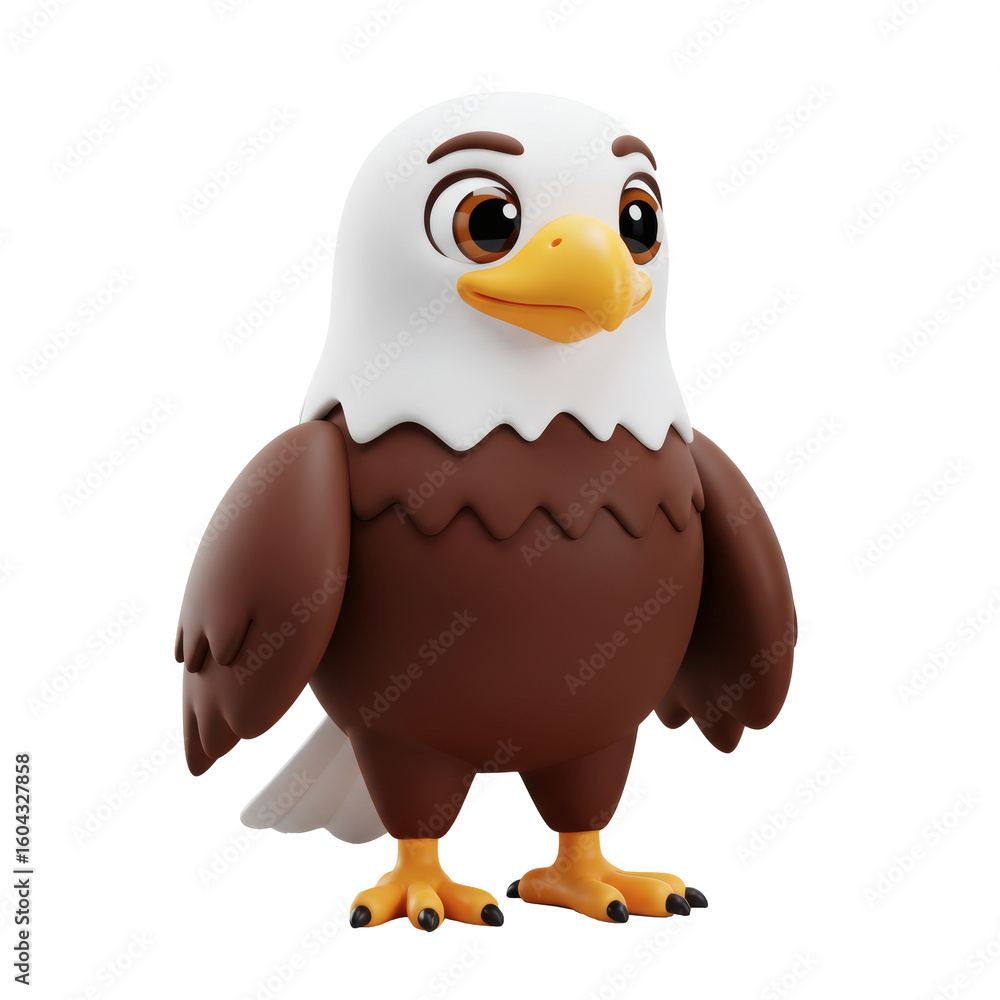 Fototapeta premium Cute cartoon eagle character isolated on transparent background