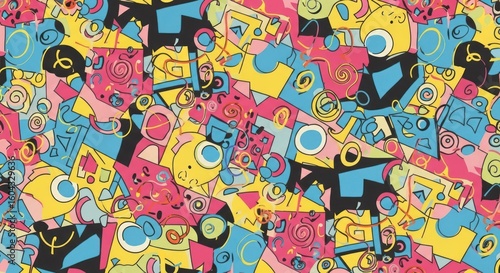 Colorful Abstract Graffiti Pattern with Pop Art Style Background