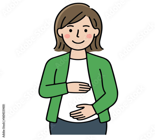 Beautiful vector illustration of a pregnant woman showing maternity care expecting motherhood and gentle love