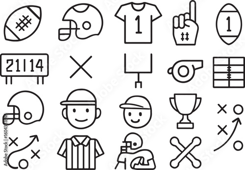 American Football Icons Collection football helmet football jersey