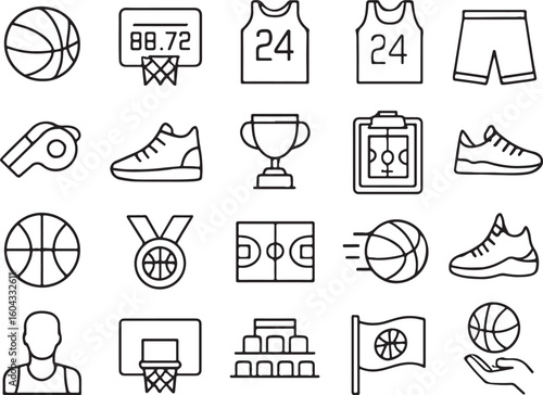 Basketball equipment and game elements hoop score